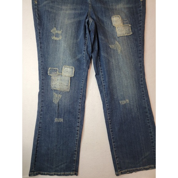 Lane Bryant Distinctly Boot Cut Jeans Sz 20 Patchwork Distressed Stretch NWT - Picture 3 of 12